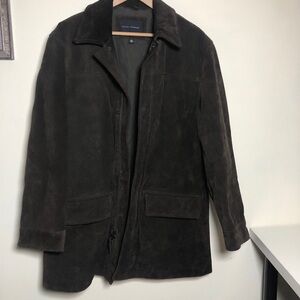 Banana Republic Mens Brown Suede Leather Jacket Coat XL Heavy 5 Pounds Lined